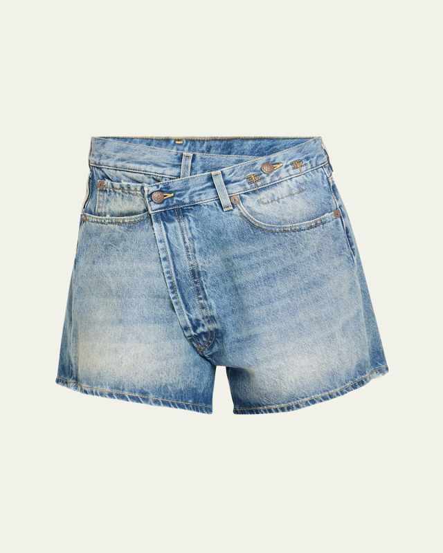 Crossover Denim Shorts
